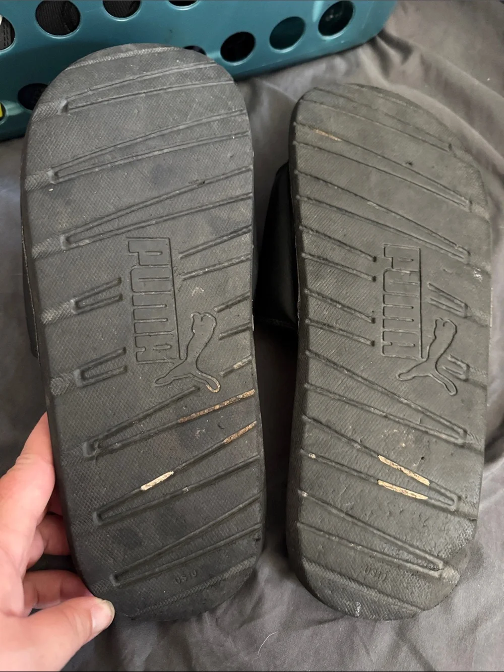Puma Black Slides with Red Logo Accent